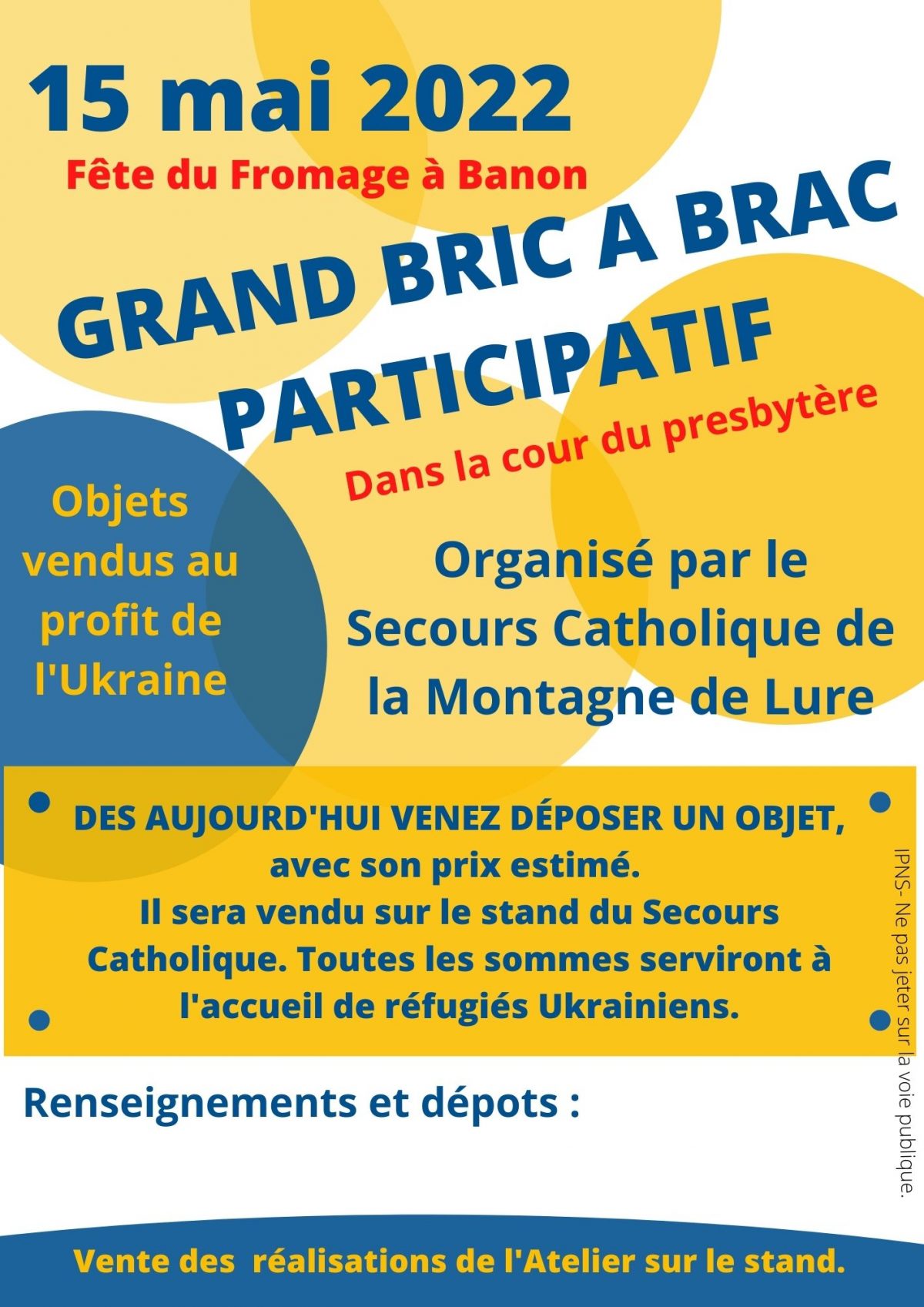 BRIC A BRAC DU SECOURS CATHOLIQUE DE LA MONTAGNE DE LURE, LE 15 MAI 2022,