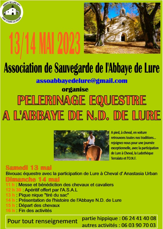 Dimanche 14 mai 2023, Bénédiction des cavaliers et des chevaux à Notre Dame des Lure