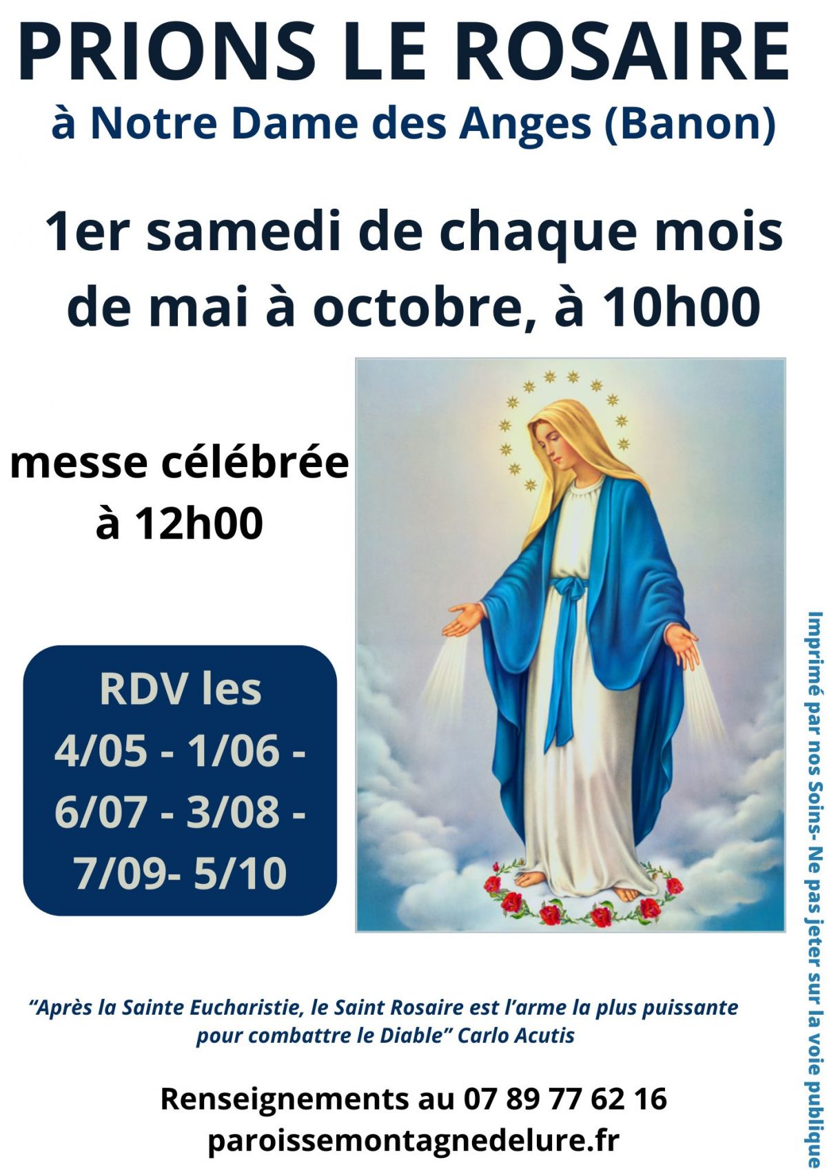 samedi 1er juin 2024, Rosaire et messe à Notre Dame des Anges(Banon)